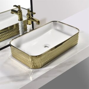 LAVABO ART BASIN LARGE GOLD WHITE - BANOVA