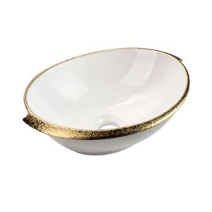 LAVABO PORCELANICO BLANCO/DORADO - BANOVA