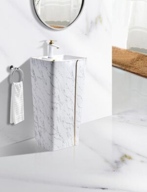 LAVABO PEDESTAL MODERN WHITE MARBLE - BANOVA